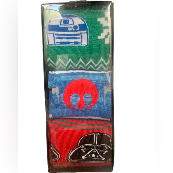 Bioworld Star Wars Crew Socks 3 Pack Set Men's 8-12 Darth Vader R2-D2 Gifts New - Picture 3 of 3